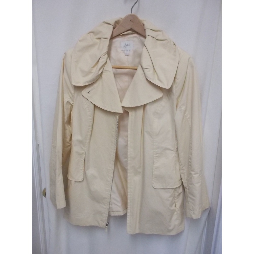 J. Jill Cream Ivory Zip Front Portrait Collar Lightweight Jacket Petite Medium